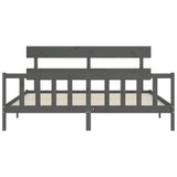 Cadre de lit sans matelas gris 200x200 cm bois massif de pin