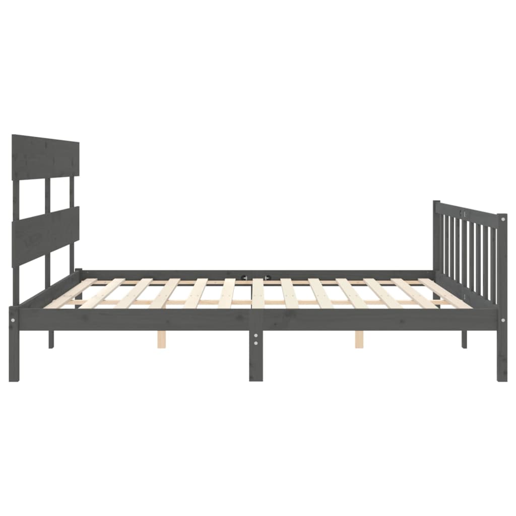 Cadre de lit sans matelas gris 200x200 cm bois massif de pin