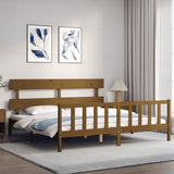 Cadre de lit sans matelas marron miel 200x200cm bois pin massif