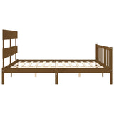 Cadre de lit sans matelas marron miel 200x200cm bois pin massif