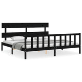 Cadre de lit sans matelas noir 200x200 cm bois massif de pin