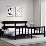 Cadre de lit sans matelas noir 200x200 cm bois massif de pin