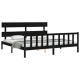 Cadre de lit sans matelas noir 200x200 cm bois massif de pin