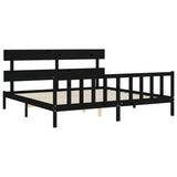 Cadre de lit sans matelas noir 200x200 cm bois massif de pin