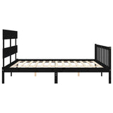 Cadre de lit sans matelas noir 200x200 cm bois massif de pin