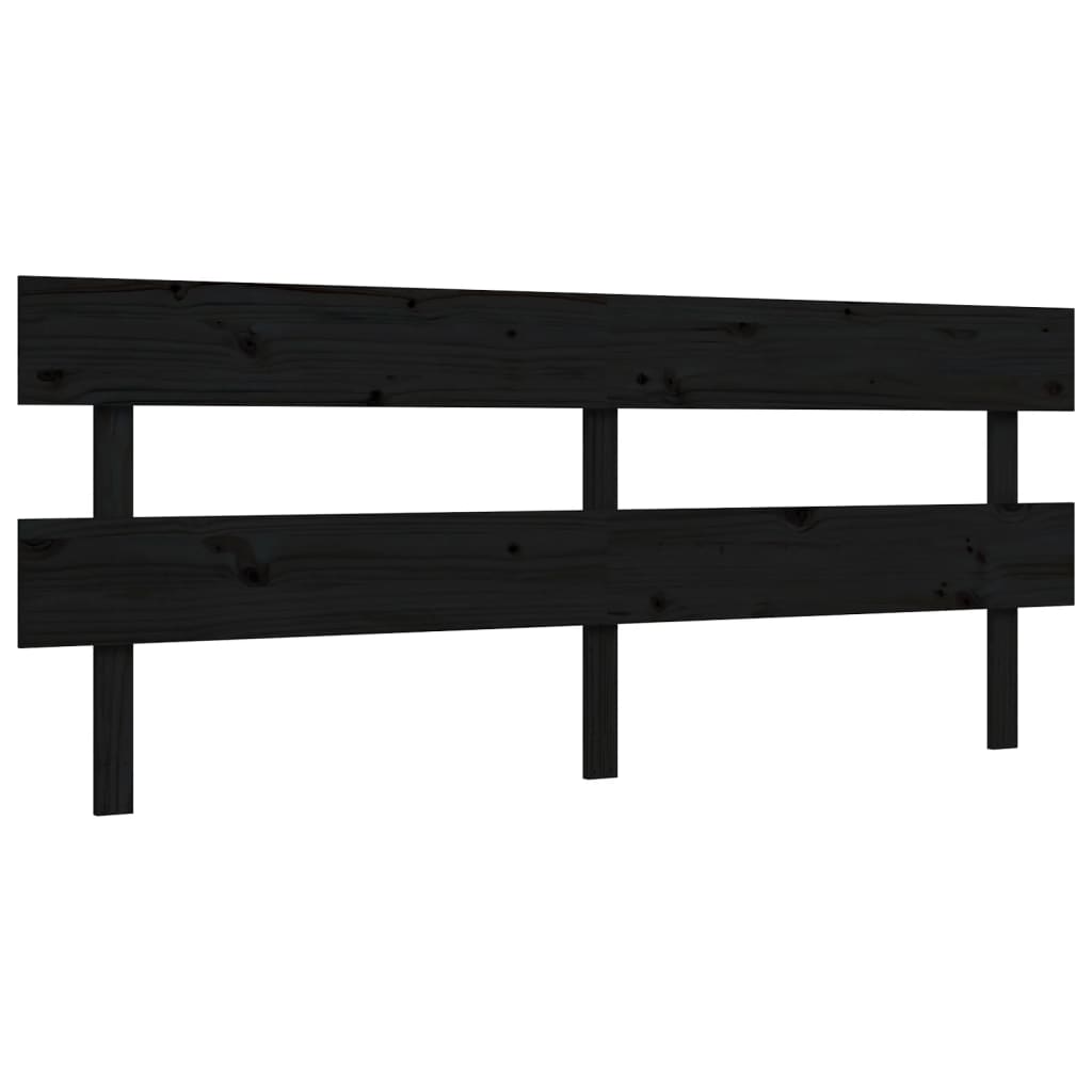 Cadre de lit sans matelas noir 200x200 cm bois massif de pin