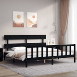 Cadre de lit sans matelas noir 200x200 cm bois massif de pin