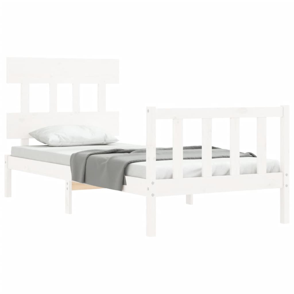 Cadre de lit sans matelas blanc bois de pin massif