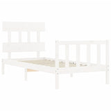 Cadre de lit sans matelas blanc bois de pin massif