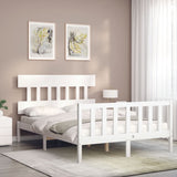 Cadre de lit sans matelas blanc bois de pin massif