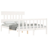 Cadre de lit sans matelas blanc bois de pin massif