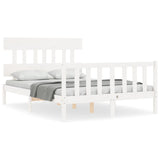 Cadre de lit sans matelas blanc bois de pin massif