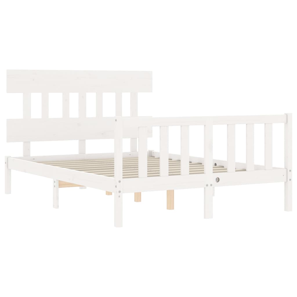 Cadre de lit sans matelas blanc bois de pin massif