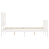 Cadre de lit sans matelas blanc bois de pin massif