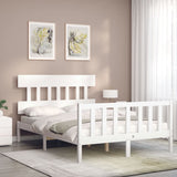 Bed frame without white mattress 140x190 cm solid pine wood