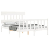 Bed frame without white mattress 140x190 cm solid pine wood