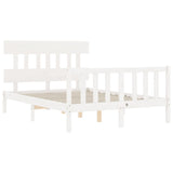 Bed frame without white mattress 140x190 cm solid pine wood