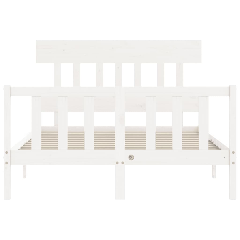 Bed frame without white mattress 140x190 cm solid pine wood