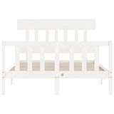 Bed frame without white mattress 140x190 cm solid pine wood