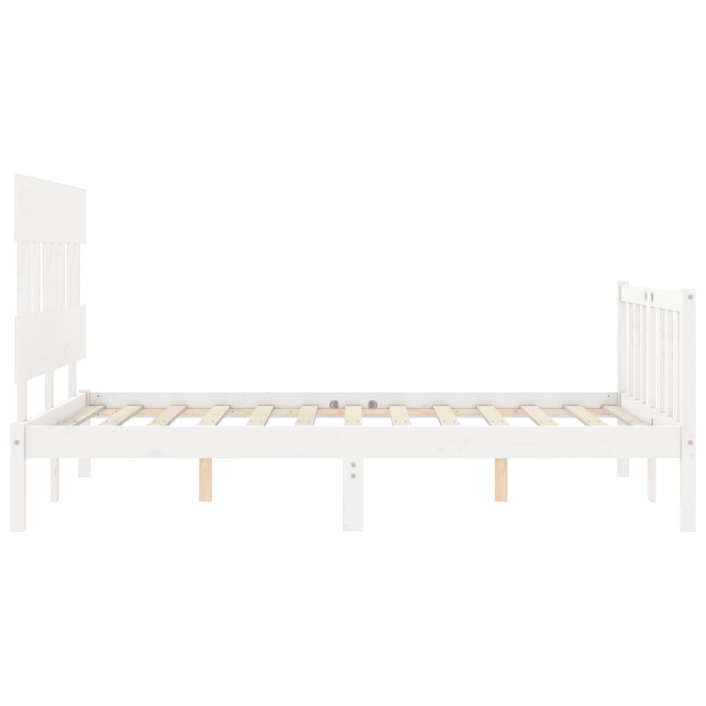 Bed frame without white mattress 140x190 cm solid pine wood