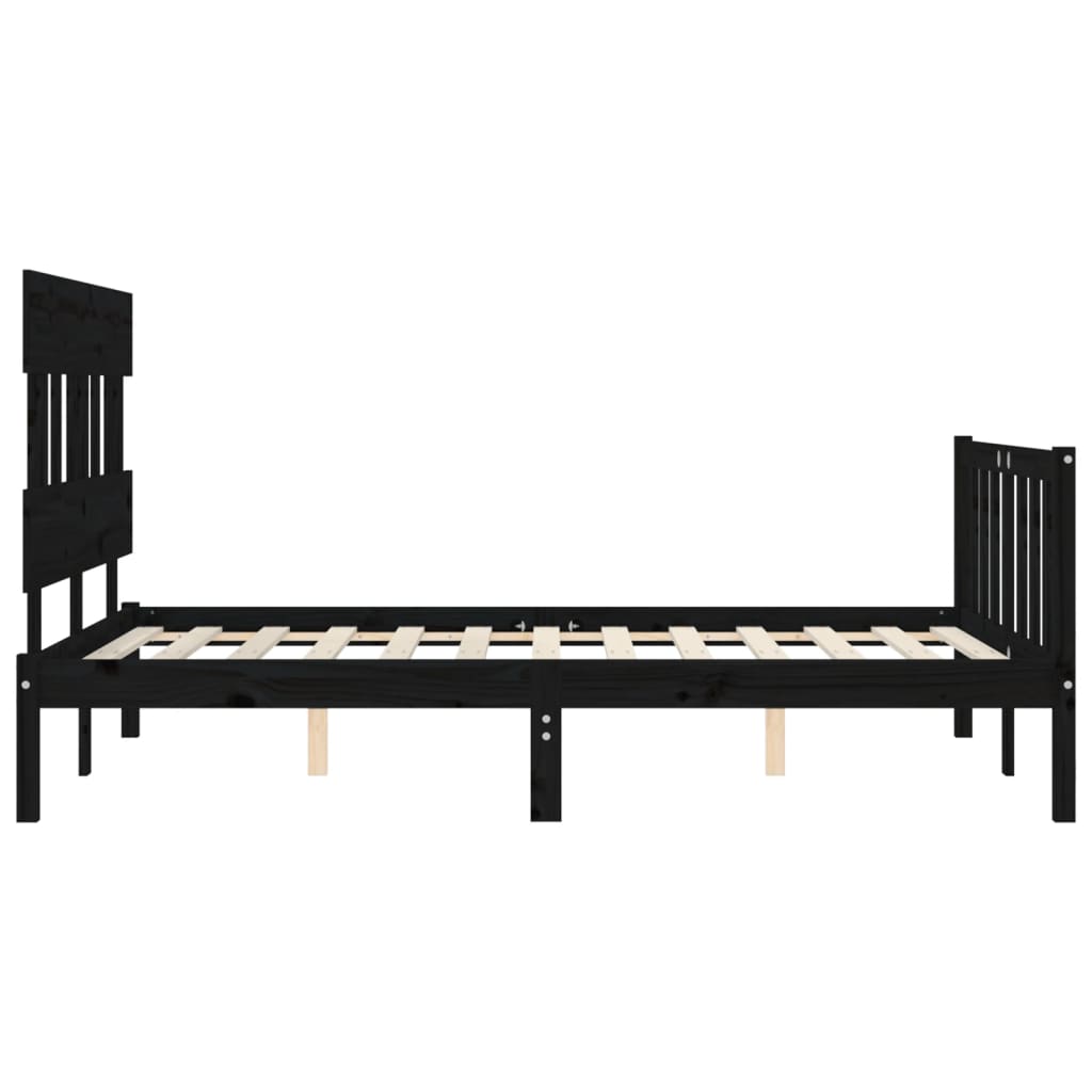 Cadre de lit sans matelas noir 140x190 cm bois de pin massif