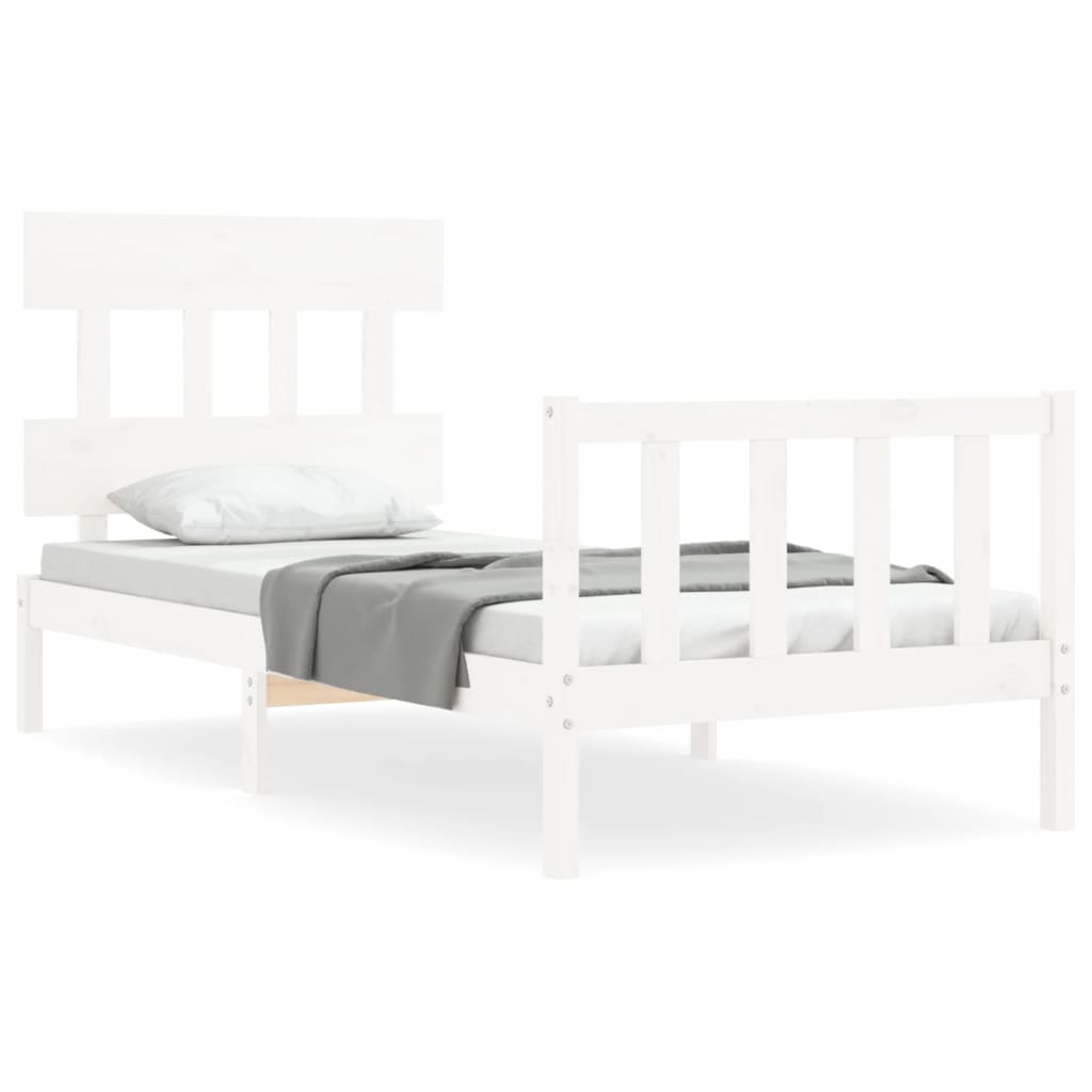 Cadre de lit sans matelas blanc 90x200 cm bois de pin massif