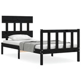 Cadre de lit sans matelas noir 90x200 cm bois de pin massif