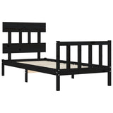 Cadre de lit sans matelas noir 90x200 cm bois de pin massif