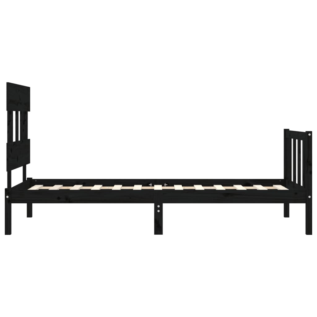 Cadre de lit sans matelas noir 90x200 cm bois de pin massif