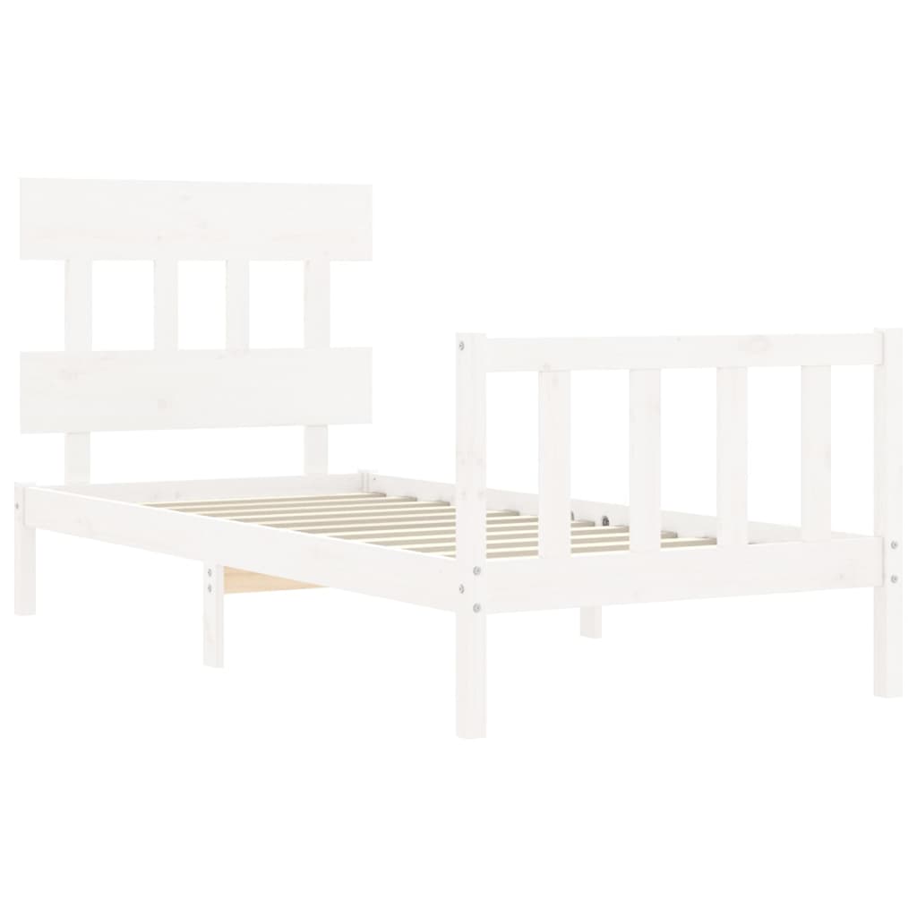 Cadre de lit sans matelas blanc 100x200 cm bois de pin massif