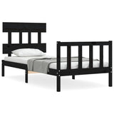 Cadre de lit sans matelas noir 100x200 cm bois massif de pin