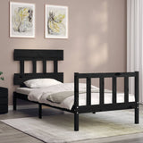 Cadre de lit sans matelas noir 100x200 cm bois massif de pin