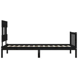 Cadre de lit sans matelas noir 100x200 cm bois massif de pin