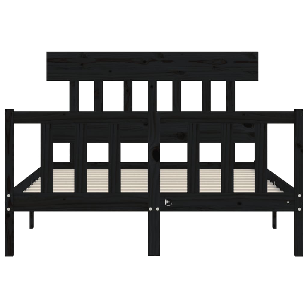 Cadre de lit sans matelas noir 120x200 cm bois de pin massif