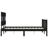 Cadre de lit sans matelas noir 120x200 cm bois de pin massif