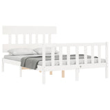 Bed frame without mattress white 140x200 cm solid pine wood