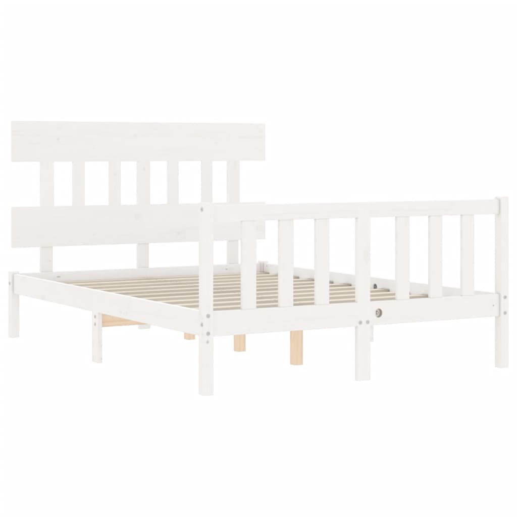 Bed frame without mattress white 140x200 cm solid pine wood