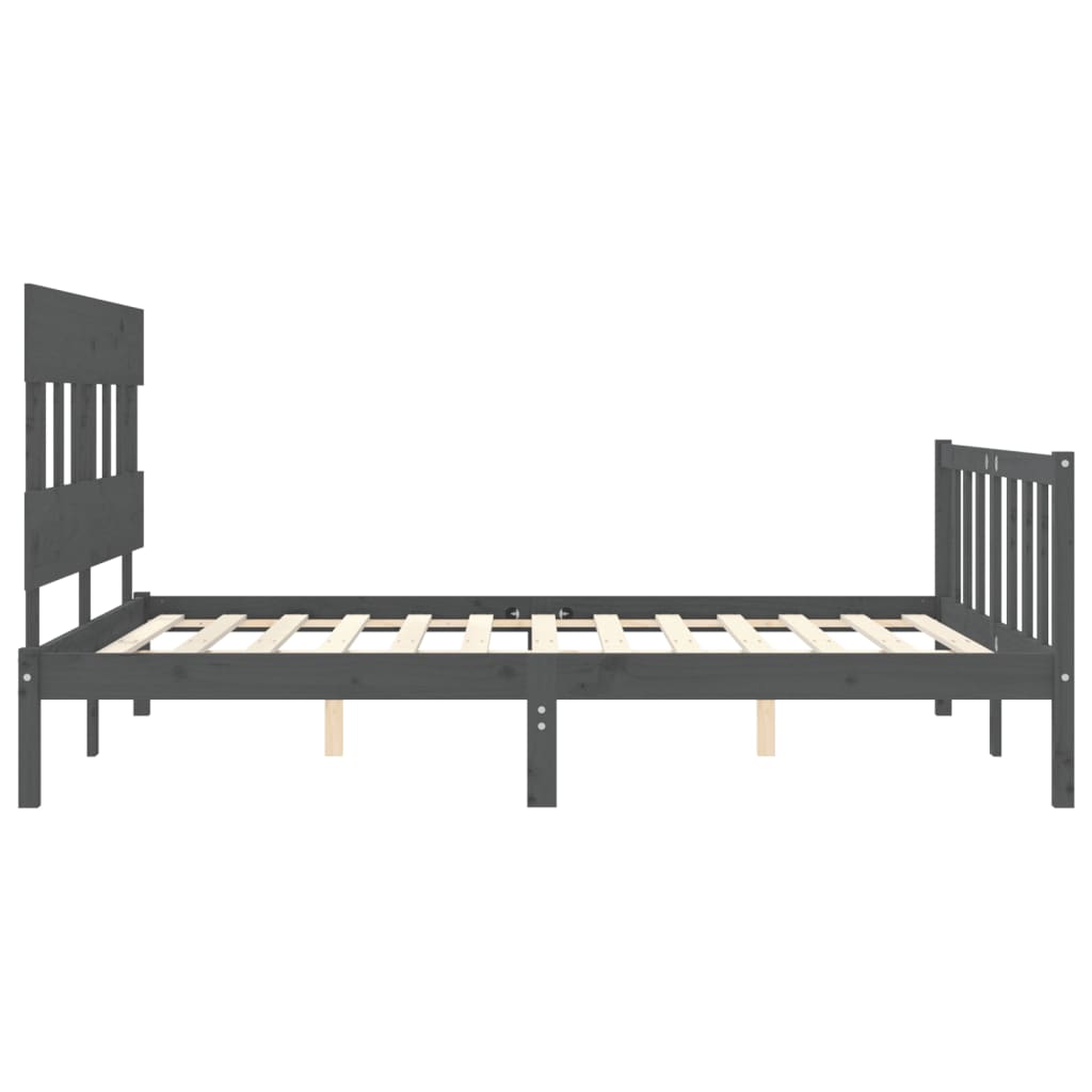 Cadre de lit sans matelas gris bois de pin massif