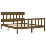 Cadre de lit sans matelas marron miel bois massif