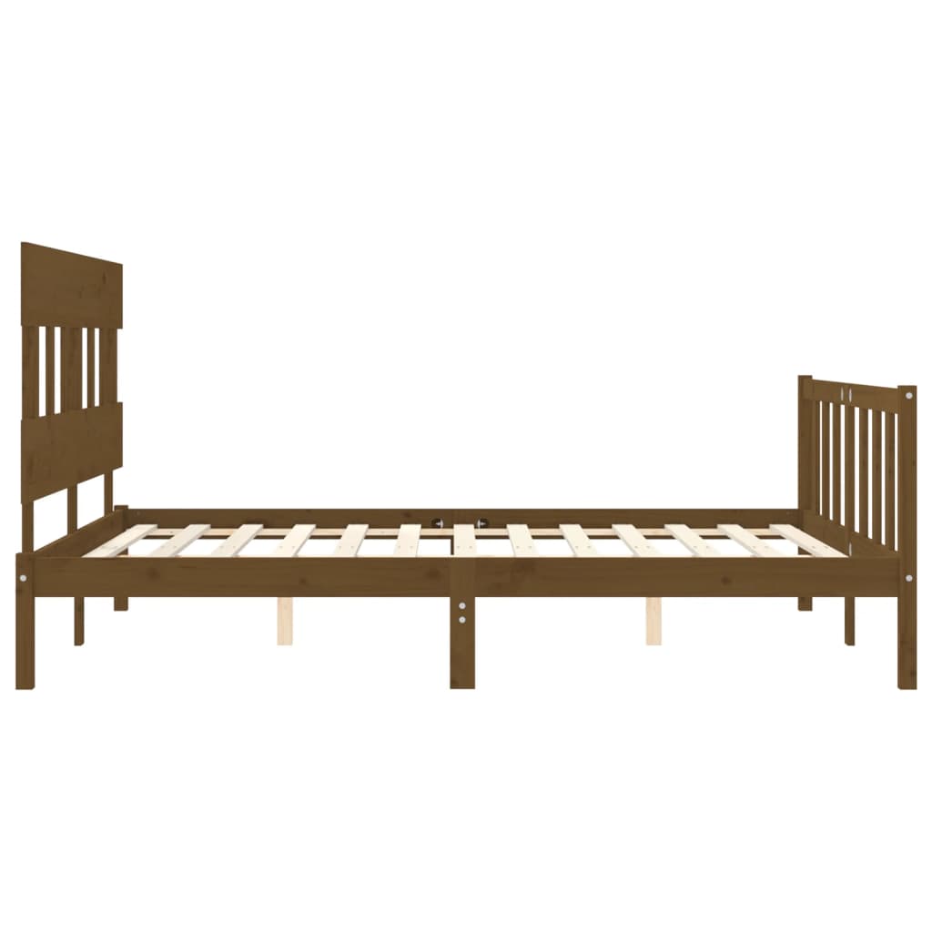 Cadre de lit sans matelas marron miel bois massif