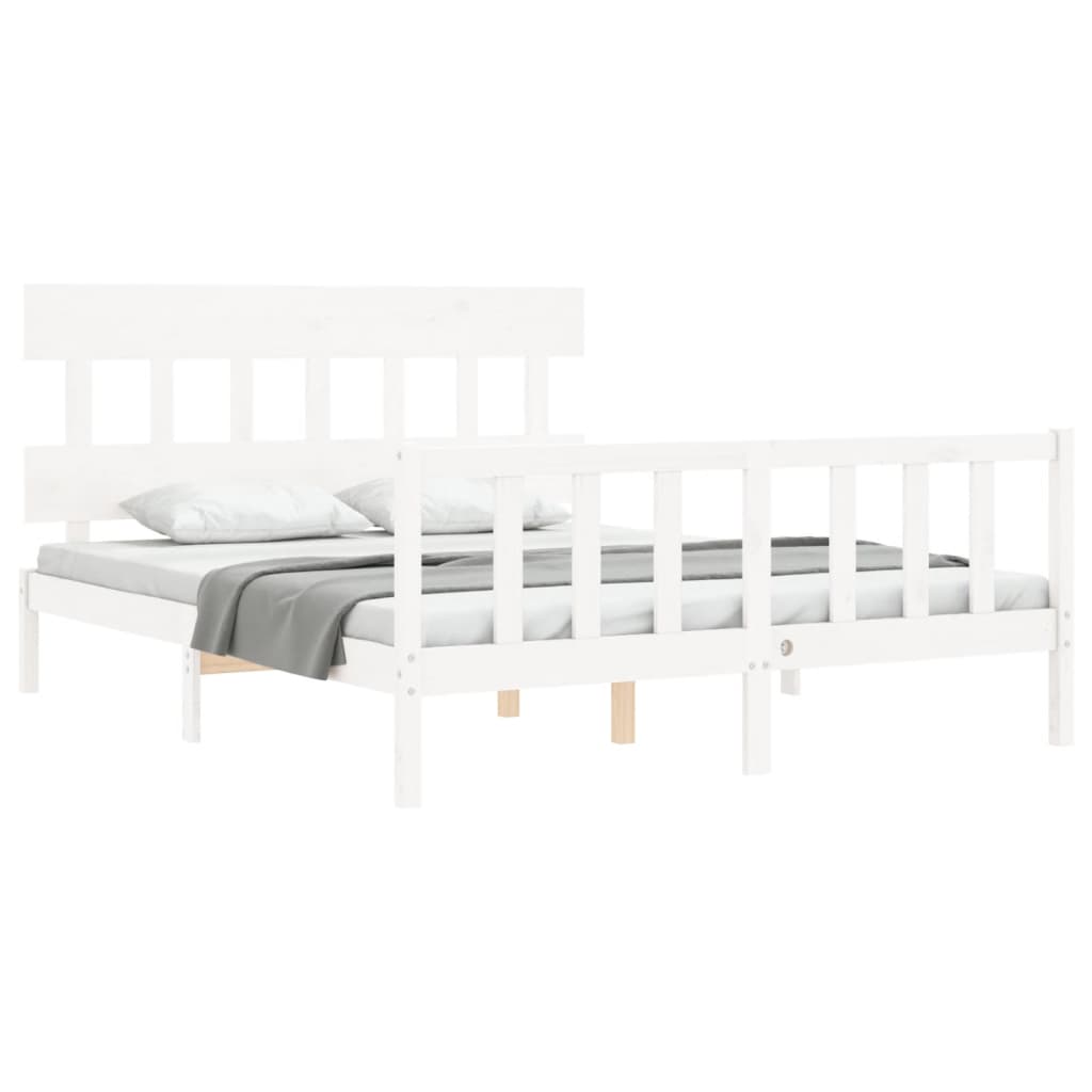 Cadre de lit sans matelas blanc 160x200 cm bois de pin massif