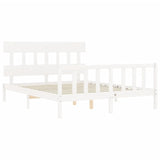 Cadre de lit sans matelas blanc 160x200 cm bois de pin massif