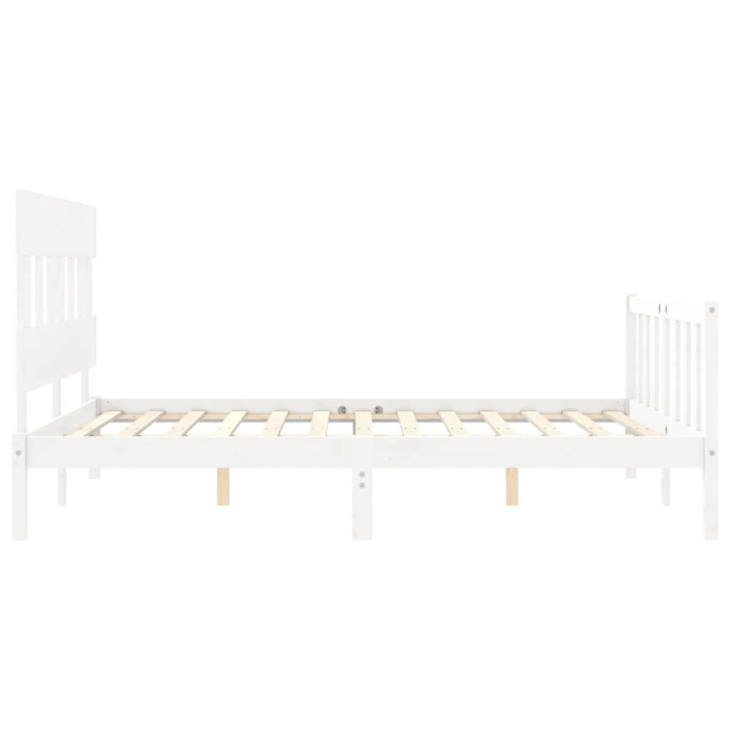 Cadre de lit sans matelas blanc 160x200 cm bois de pin massif