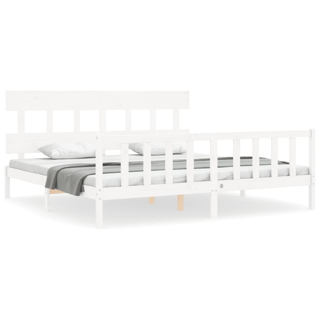 Cadre de lit sans matelas blanc bois massif de pin