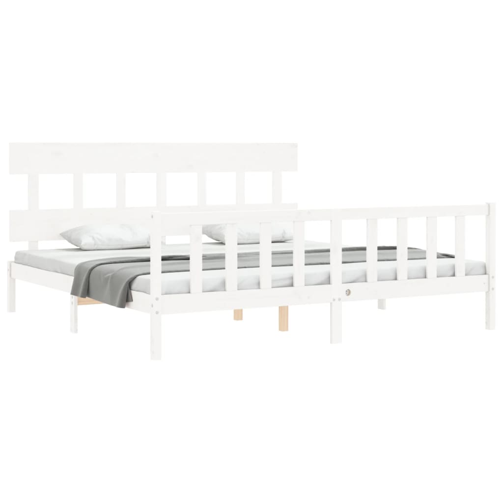 Cadre de lit sans matelas blanc bois massif de pin