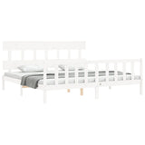 Cadre de lit sans matelas blanc bois massif de pin