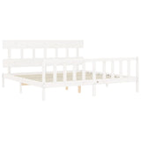 Cadre de lit sans matelas blanc bois massif de pin