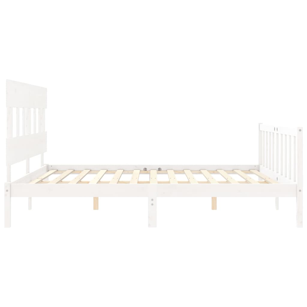 Cadre de lit sans matelas blanc bois massif de pin