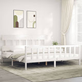 Cadre de lit sans matelas blanc bois massif de pin