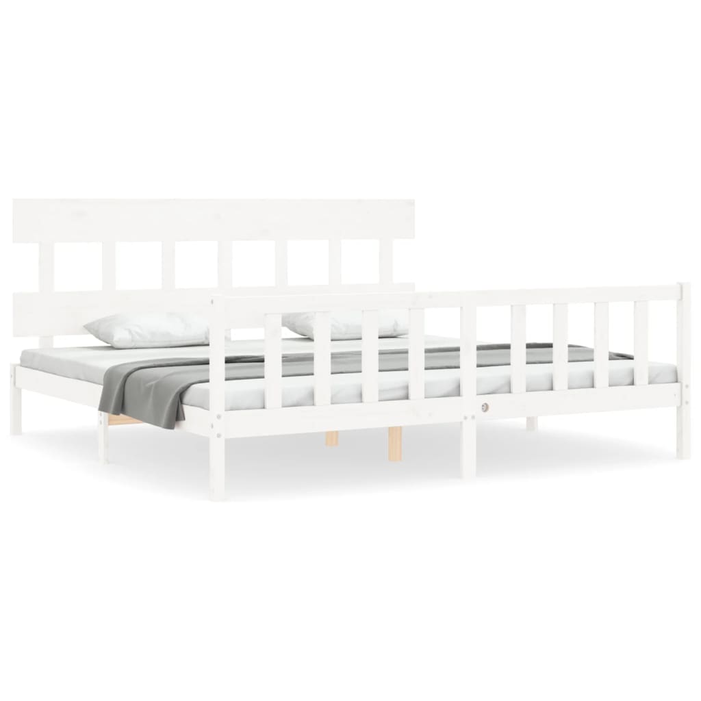 Cadre de lit sans matelas blanc 200x200 cm bois massif de pin